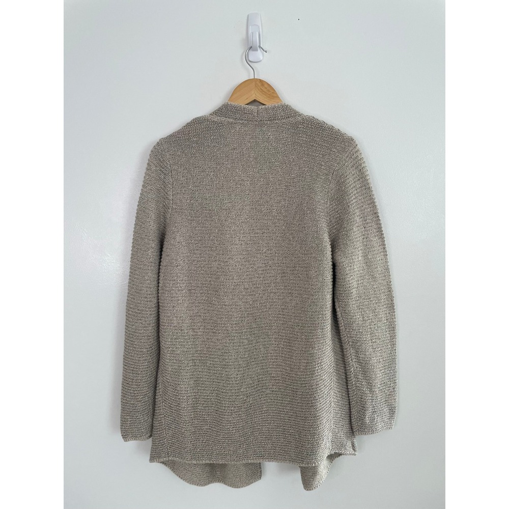 J. Jill Pure Cardigan Womens Large Petite Tan Open Front Pockets Minimalist Work - Picture 3 of 8